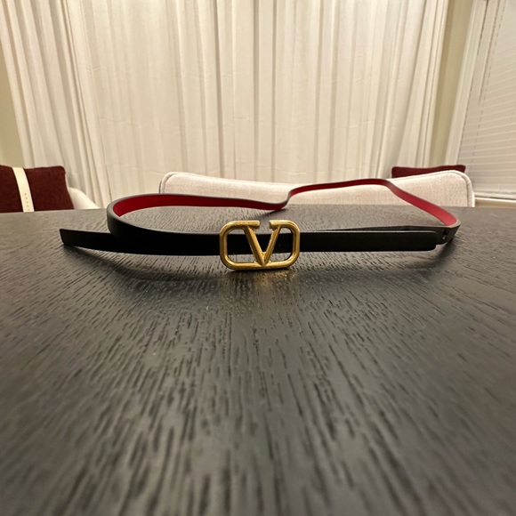 Valentino Black and Red Belt with Gold Buckle main image 2